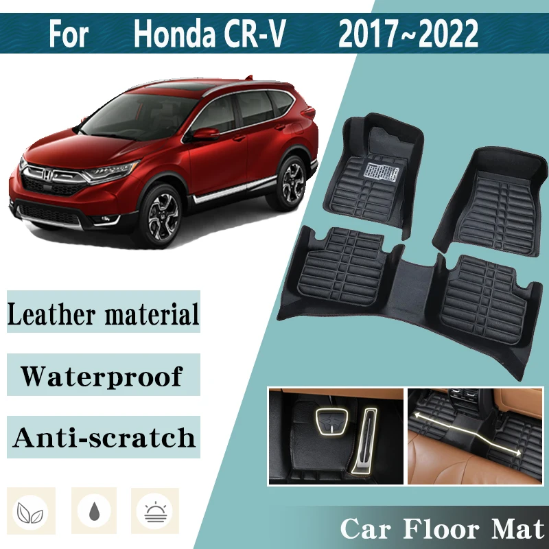 

LHD Car Floor Mats for Honda CRV CR V Breeze 2017~2022 MK5 Auto Leather Foot Inner Liner Carpet Pads Custom Rug Car Accessories