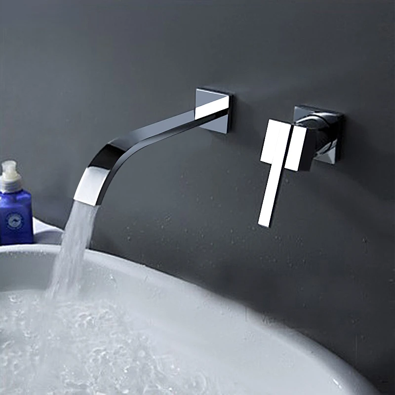 

Waterfall Widespread Contemporary Bathroom Sink Sanitary Wall Mount Faucet Mixer Tap (Chrome Finish) LT-322
