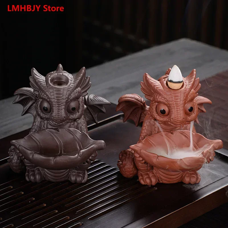 

LMHBJY Creative Dinosaur Treasure Smoke Backflow Incense Stove Decoration for European Home Ceramic Aromatherapy Stove