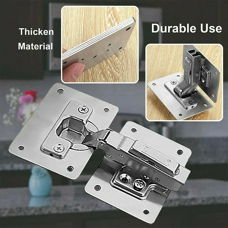 Generic Kitchen Cupboard Door Hinge Repair Kit 1/2/4/10 Plates Fixing