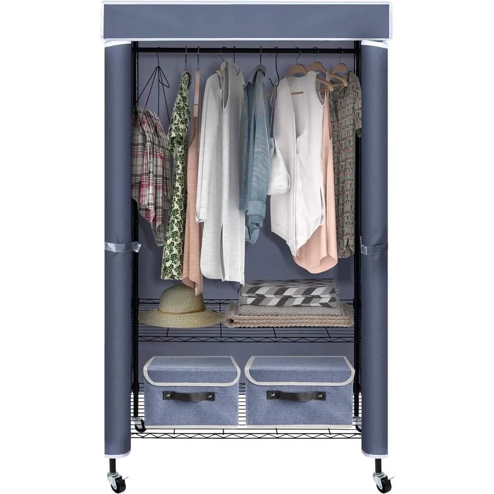 JS HOME Garment Rack Heavy Duty Clothes Rack with Cover, Freestanding Wire Metal Clothing Rack, 3 Tier Adjustable Wire Shelving
JS HOME Garment Rack Heavy Duty Clothes Rack with Cover, Freestanding Wire Metal Clothing Rack, 3 Tier Adjustable Wire Shelving