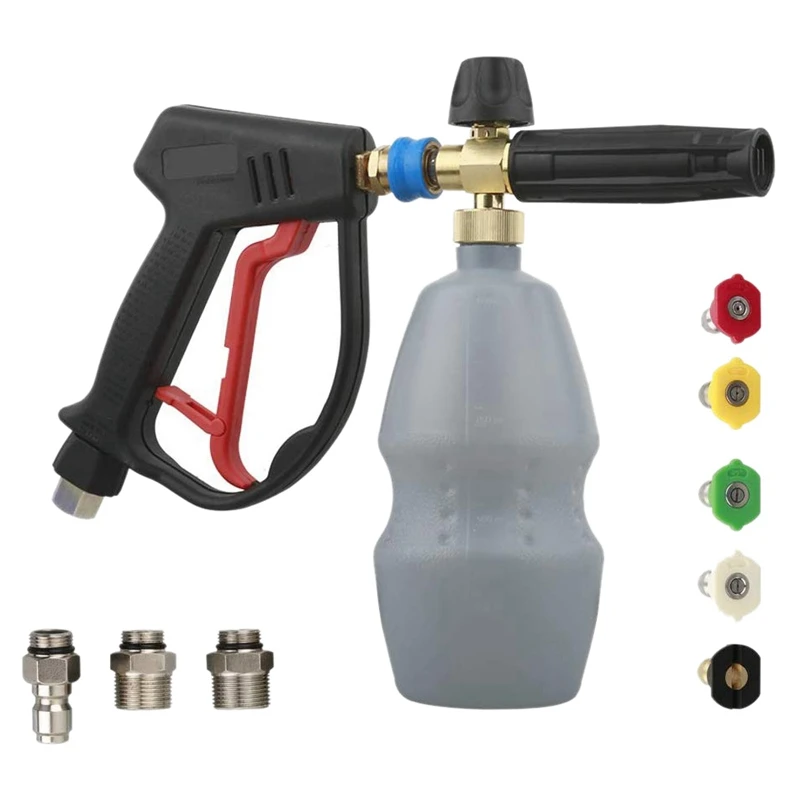 

High Pressure Washer Spray Gun, Snow Foam Cannon,Foam Cannon Lance Kit With G1/4 Qucik Connector Nozzle Tips,Inlet Adapters G3/8