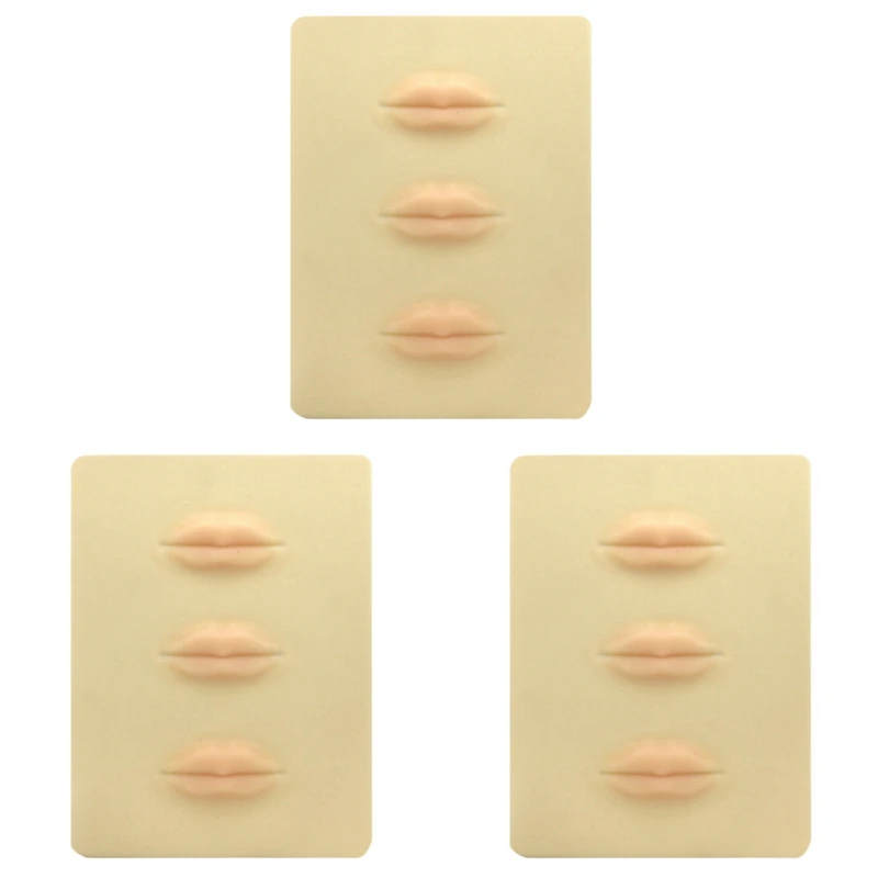 

3X Beginner 3D Silicone Permanent Makeup Tattoo Training Practice Fake Skin Blank For Microblading Lips