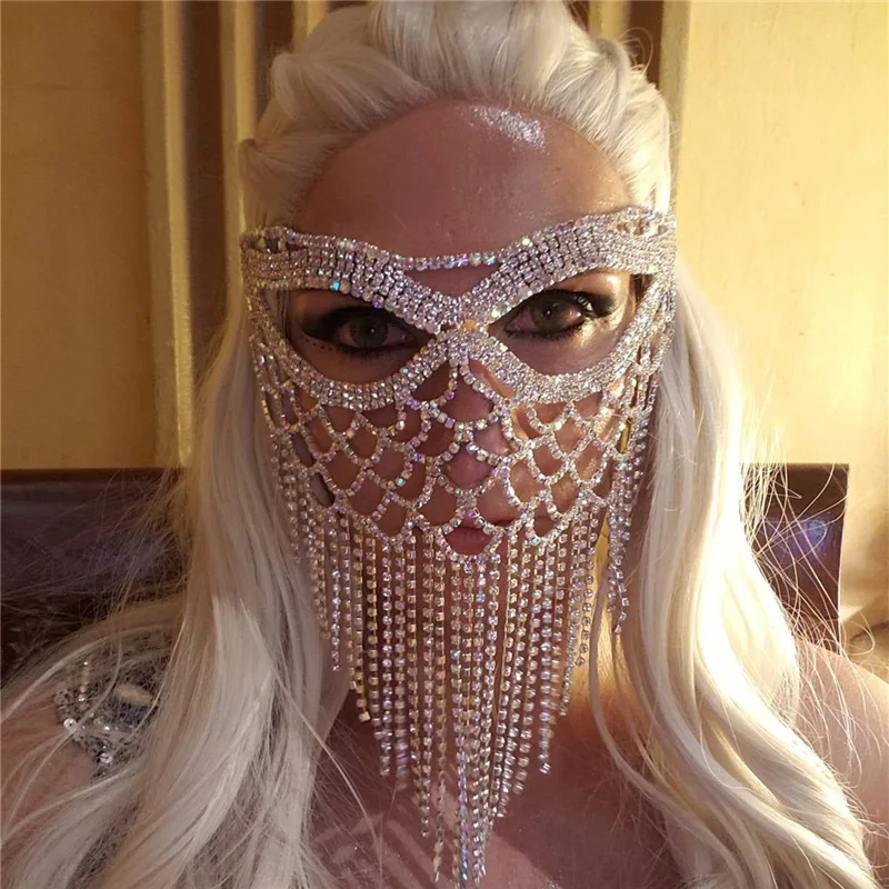 2024 New Fashion Crystal Masquerade Mask Women Party Jewelry Fishing Net Metal Rhinestone Tassle Shining Face Mask Face Jewels
2024 New Fashion Crystal Masquerade Mask Women Party Jewelry Fishing Net Metal Rhinestone Tassle Shining Face Mask Face Jewels