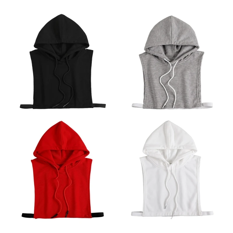 Women Decorative Hoodie Fake Collar with Hat Solid Color Drawstring Dickey Pullover Crop Top Detachable Half Sweatshirt
Women Decorative Hoodie Fake Collar with Hat Solid Color Drawstring Dickey Pullover Crop Top Detachable Half Sweatshirt