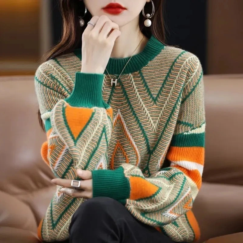 Thick Warm Sweater Women Fashion Printed O-Neck Knitted Sweater New Autumn Winter Loose Inner Base Streetwear Sweater Top Ladies
Thick Warm Sweater Women Fashion Printed O-Neck Knitted Sweater New Autumn Winter Loose Inner Base Streetwear Sweater Top Ladies