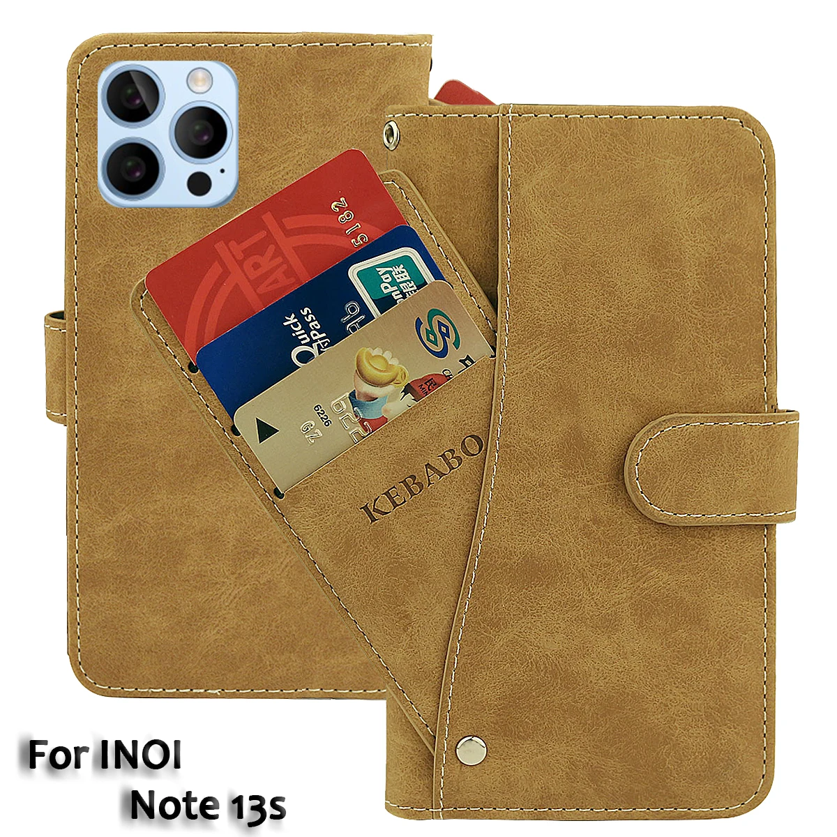 

Vintage Leather Wallet INOI Note 13s Case 6.95" Flip Luxury Card Slots Cover Magnet Phone Protective Cases Bags