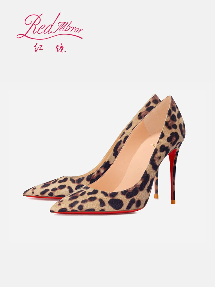 

Red sole leopard print high heels 2024 new slim heel pointed toe sexy temperament French shallow mouth single shoe