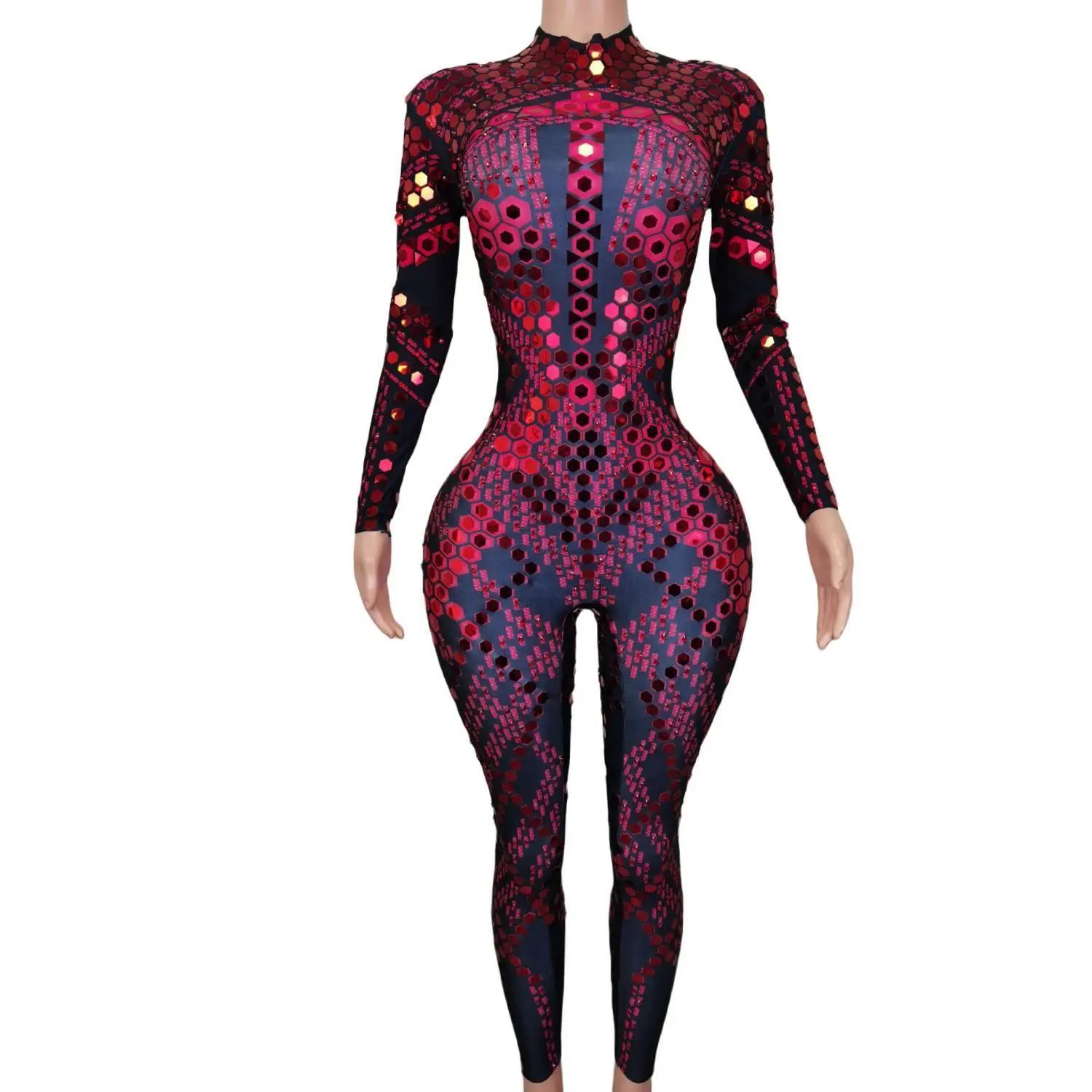 

Women Sparkle Rhinestone Bodysuits Nightclub Party Show Clothing Ladies Bodycon Sequins Jumpsuit Sexy Diamond Leotards Liubianku