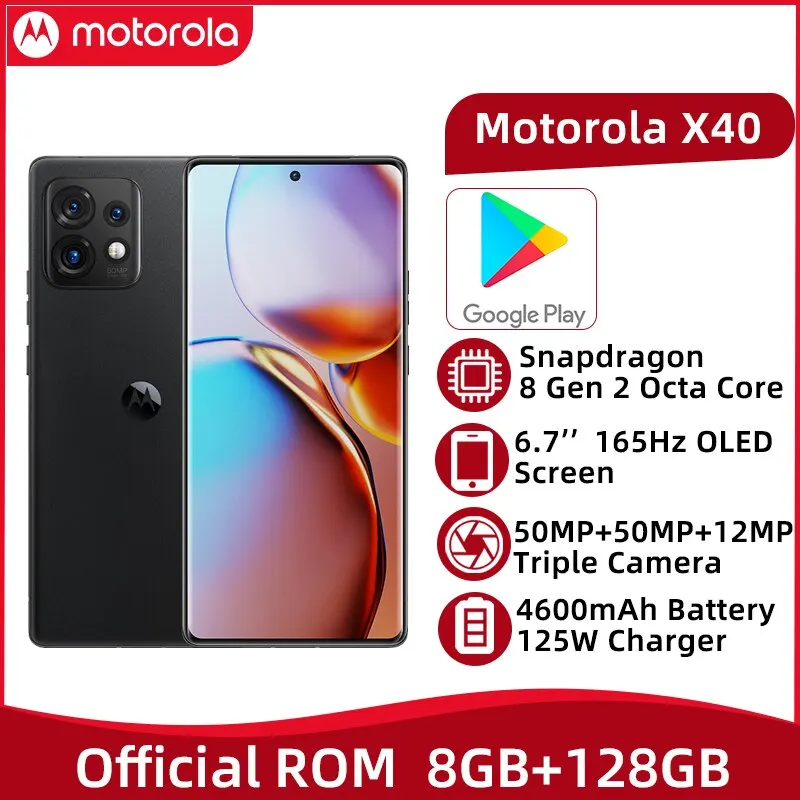 Motorola X40 Mobile Phone Snapdargon 8 Gen 2 6.7'' 165Hz OLED Screen Smartphone 60MP Camera 4600mAh Battery 125W Charger
Motorola X40 Mobile Phone Snapdargon 8 Gen 2 6.7'' 165Hz OLED Screen Smartphone 60MP Camera 4600mAh Battery 125W Charger