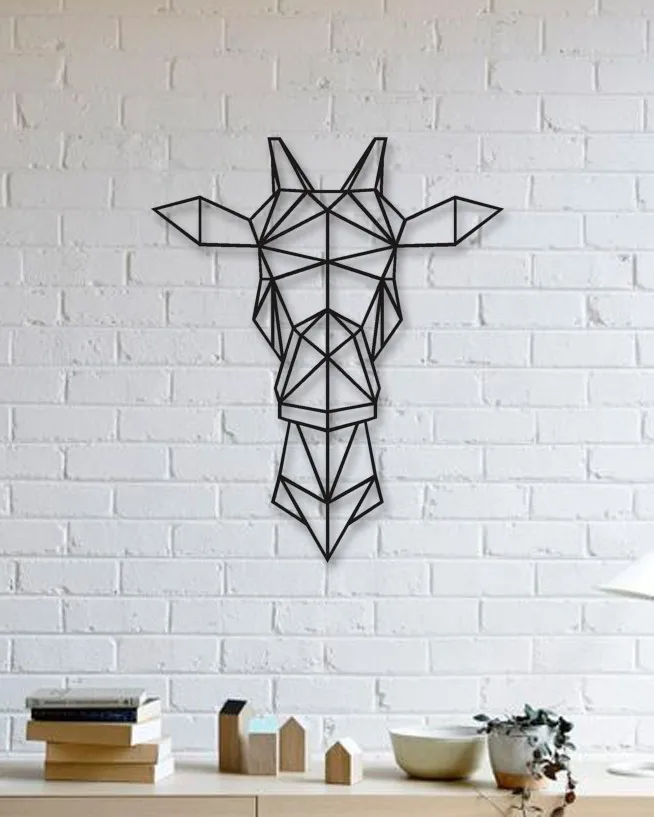 

Giraffe Designed Geometric Shaped Metal Table Decorative Wall Decor Black Wall Décor,Living Room, Bedroom, Kitchen, bathroom In