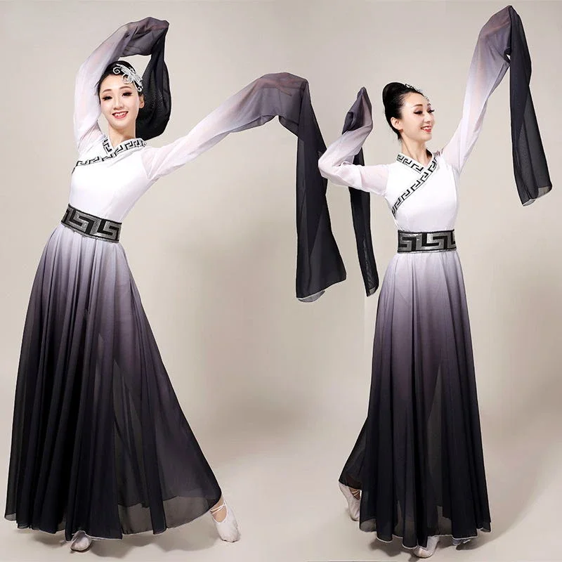 

Classical Water Sleeve Dacne Clothing Folk Yangko Costume Chinese Traditional National Waist Drum Suit Female Hanfu Fairy Dress