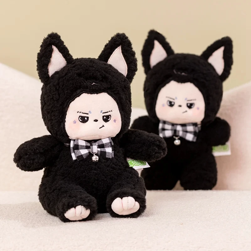 

25cm Baby Couple Plush Dolls Cute Stuffed Animals Kawaii Black Little Wolf Dog Cartoon White Sweetheart Cat Soft Kids Toys Gifts