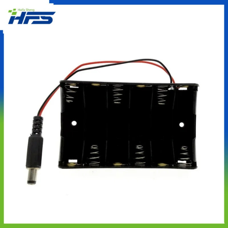 

Size 6 AA Battery Case Holder Box for 6Pcs Size AA Battery Case Storage Holder with DC2.1 Power Socket for Arduino