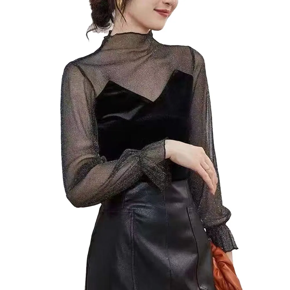 Durable Tops T Shirt Turtle Velvet Bell Women Collar Dynamic Half Lace Microelasticity Polyester Refined Casual
Durable Tops T Shirt Turtle Velvet Bell Women Collar Dynamic Half Lace Microelasticity Polyester Refined Casual