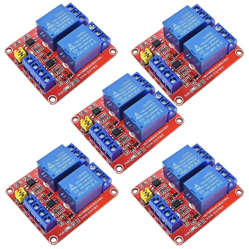 

5PCS 2 Channel 12V Relay Module With Optocoupler High Or Low Level Trigger Expansion Board For Raspberry Pi Arduino Promotion