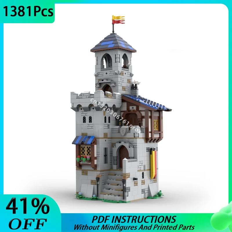 

MOC Modular Medieval Castle Model Fortress Architecture Assemble Building Blocks DIY Bricks Children Toys Christmas Gifts