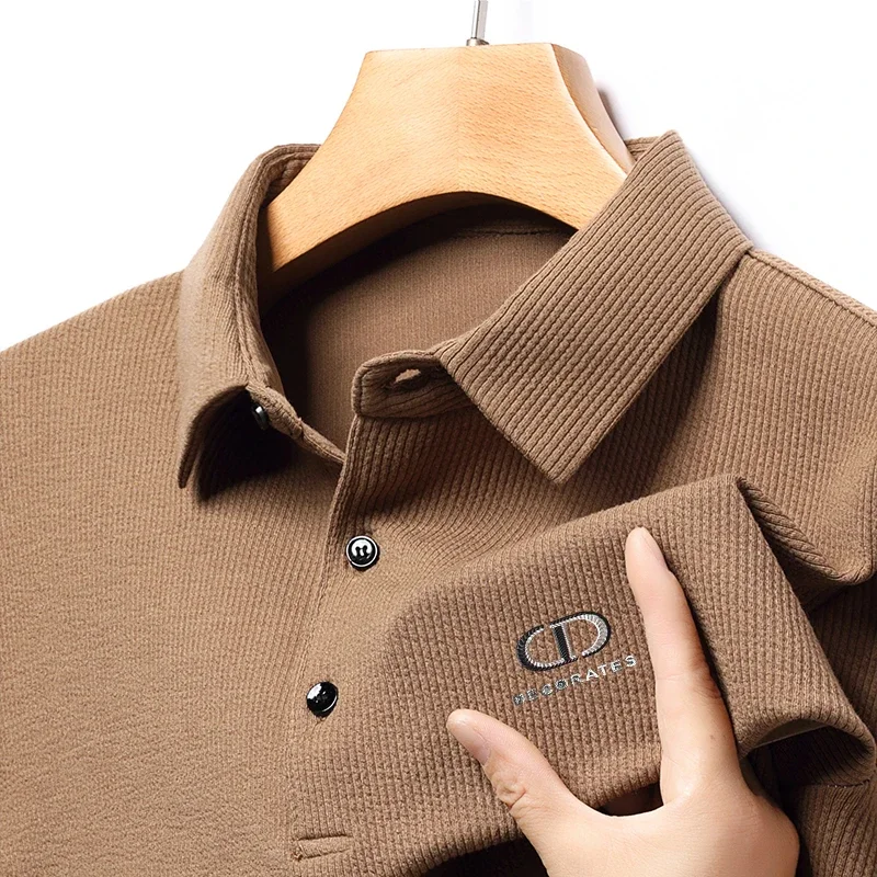 Men's New Solid Color Versatile Long Sleeve POLO Shirt Underlay Waffle Texture
Men's New Solid Color Versatile Long Sleeve POLO Shirt Underlay Waffle Texture