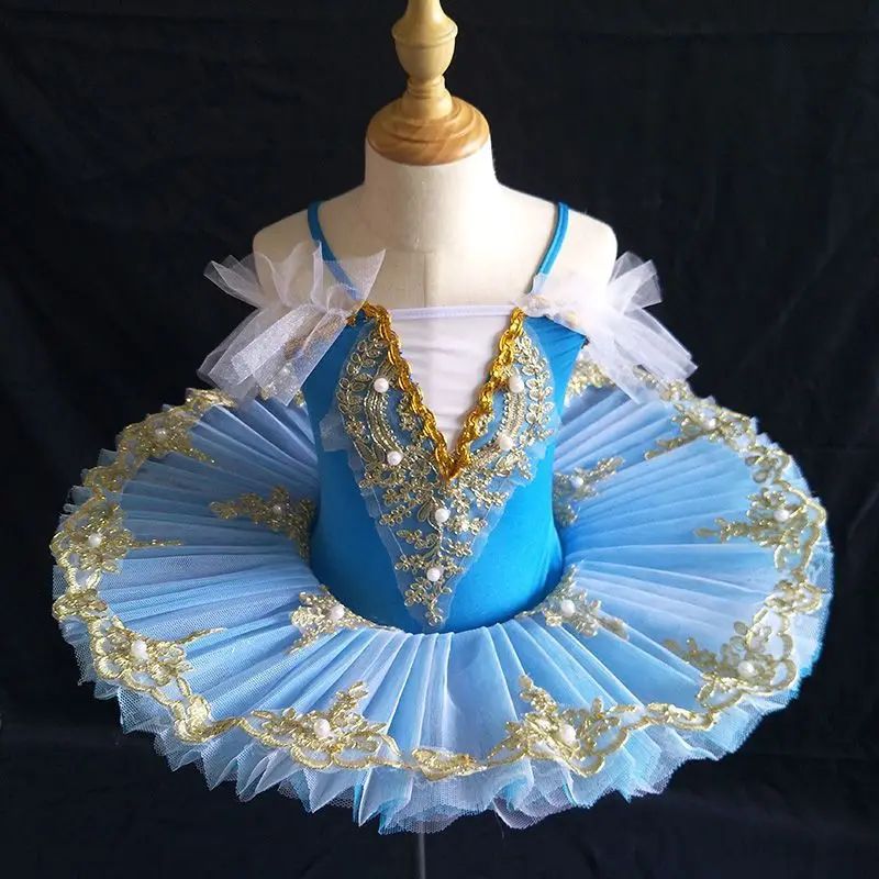 

Ballet Dress Kids swan performance costume girls dancing fluffy gauze skirt Blue Princess skirt Tutu Ballerina Party Dress