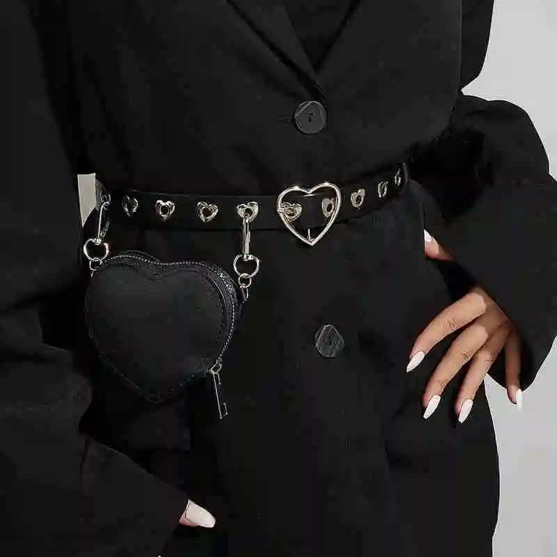 

2024New Mini Love Belt With Heart Wallet Women's Decoration Fashion Cute Concave Shape Small Waist Purse Detachable Women's Belt