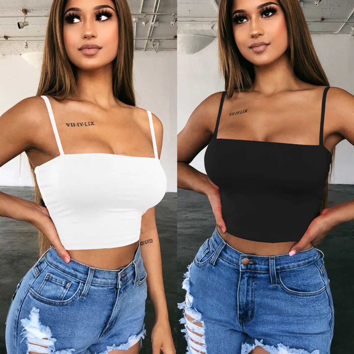 Summer Camisole Sexy Crop Tops Women Adjustable Strap Tank Top Female Black White Sleeveless Solid Tshirts Basic Style
Summer Camisole Sexy Crop Tops Women Adjustable Strap Tank Top Female Black White Sleeveless Solid Tshirts Basic Style