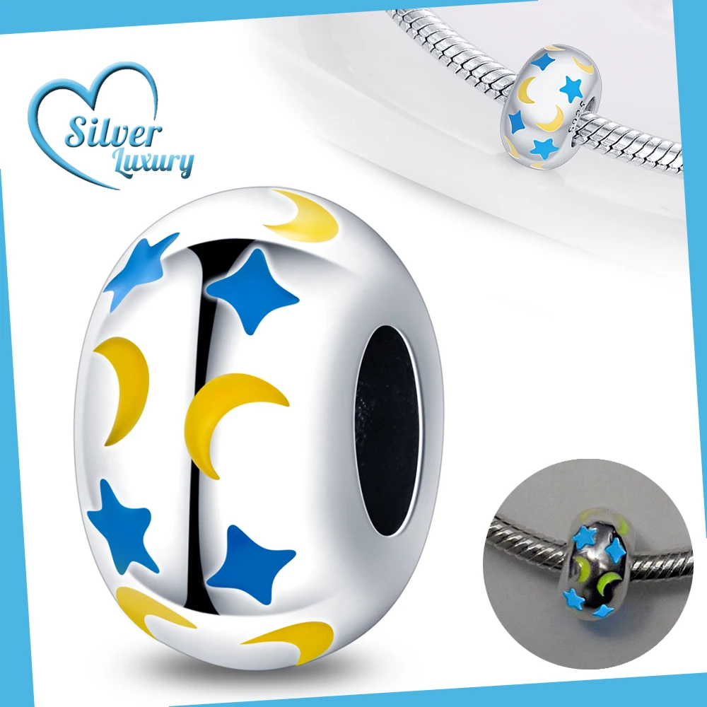 Fantasy Night Light Moon Star Safety Ball 925 Sterling Silver Fit Pandora Bracelet Silver 925 Original Charms for Jewelry Making
Fantasy Night Light Moon Star Safety Ball 925 Sterling Silver Fit Pandora Bracelet Silver 925 Original Charms for Jewelry Making