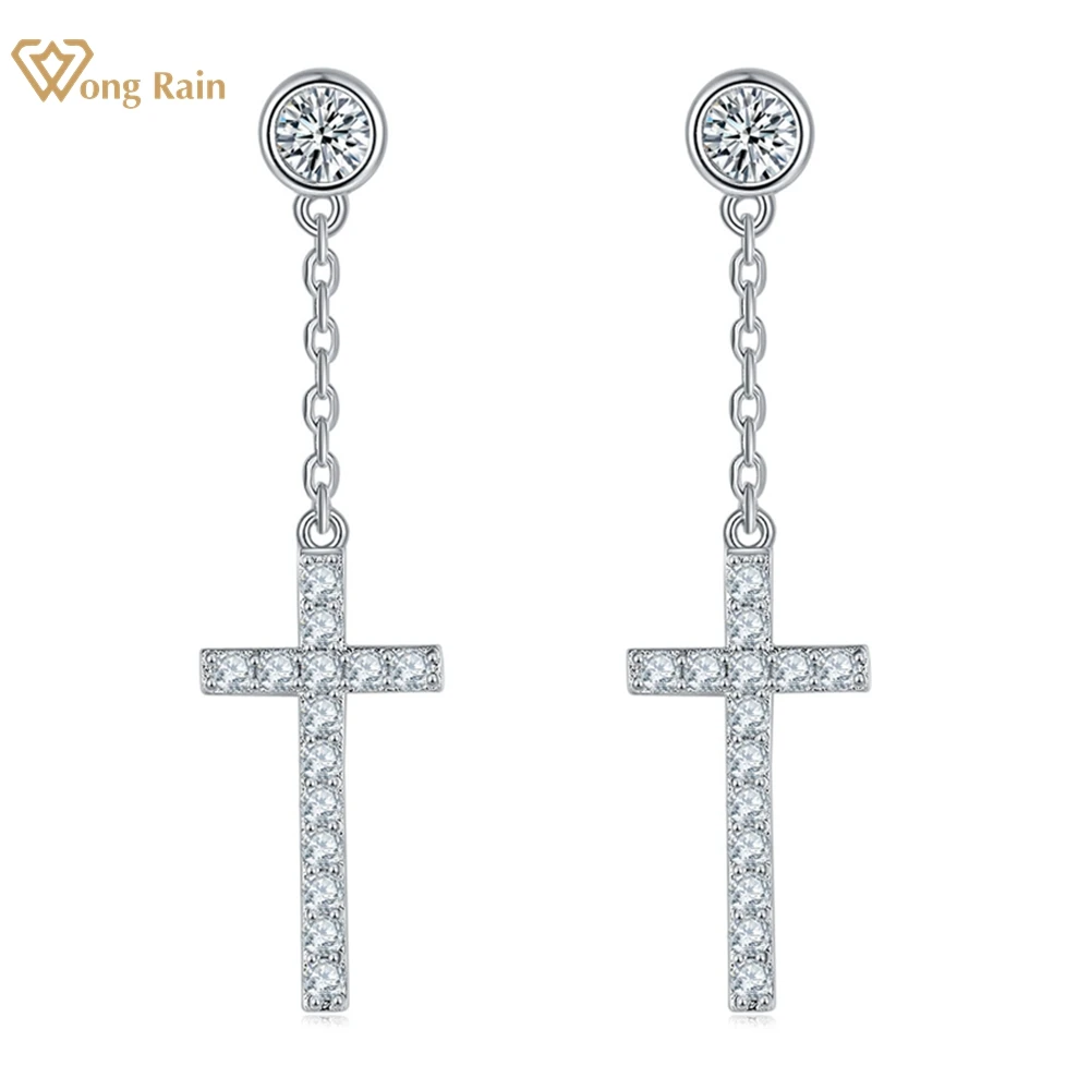 Wong Rain 925 Sterling Silver 3EX VVS1 D Color Real Moissanite Diamonds Customized Cross Drop Dangle Earrings Jewelry for Women
Wong Rain 925 Sterling Silver 3EX VVS1 D Color Real Moissanite Diamonds Customized Cross Drop Dangle Earrings Jewelry for Women