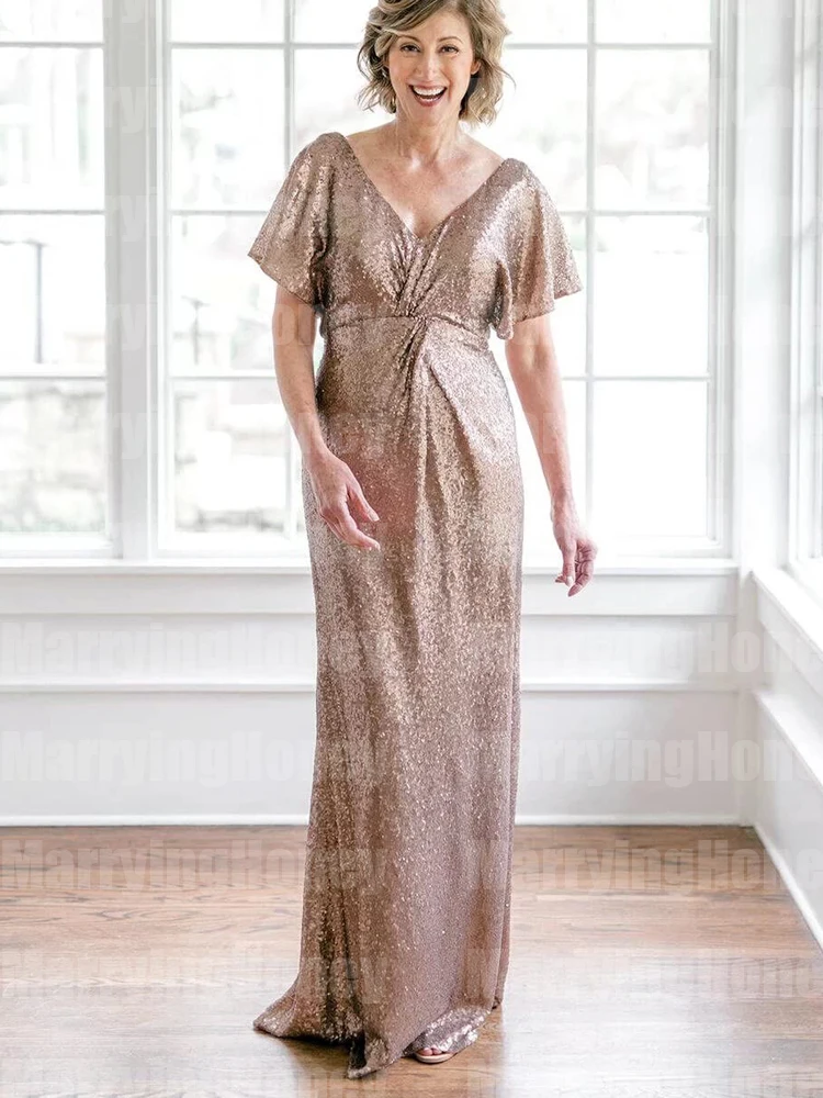 Women's V Neck Short Sleeve Sequin Bridesmaid Dresses Long Sparkly High Waist Prom Dresses Mermaid Wrap Formal Evening Gowns
Women's V Neck Short Sleeve Sequin Bridesmaid Dresses Long Sparkly High Waist Prom Dresses Mermaid Wrap Formal Evening Gowns