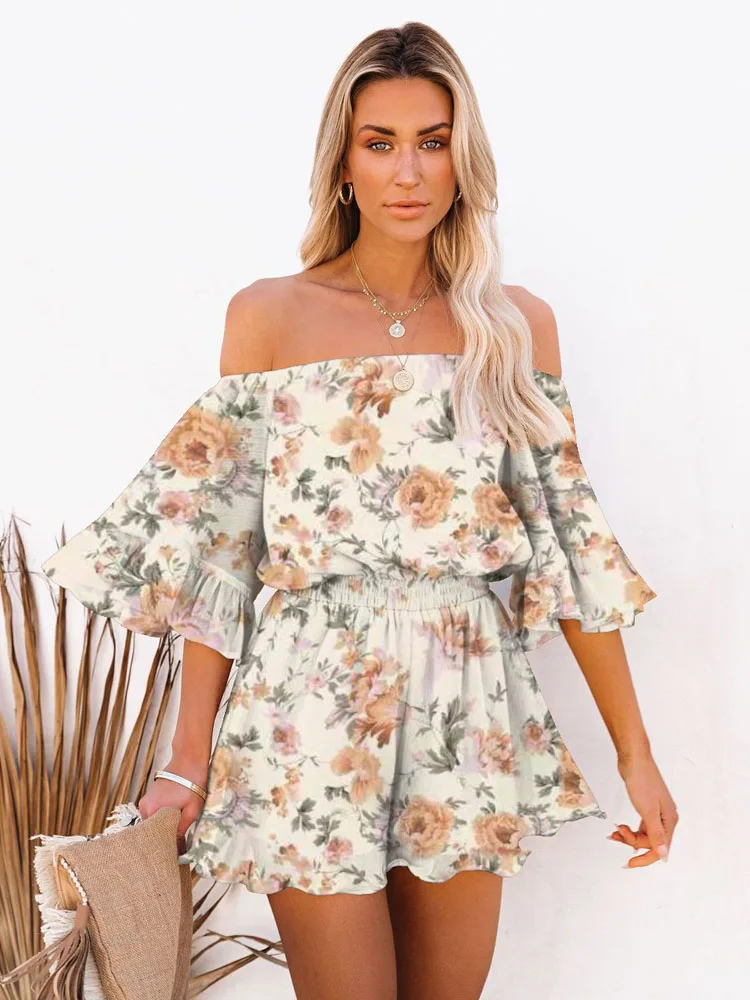 Summer Casual Women Half Flare Sleeve Party Dress printing Slash Neck Ladies Mini Dress Sexy Sweet Holiday Streetwear Vestidos
Summer Casual Women Half Flare Sleeve Party Dress printing Slash Neck Ladies Mini Dress Sexy Sweet Holiday Streetwear Vestidos