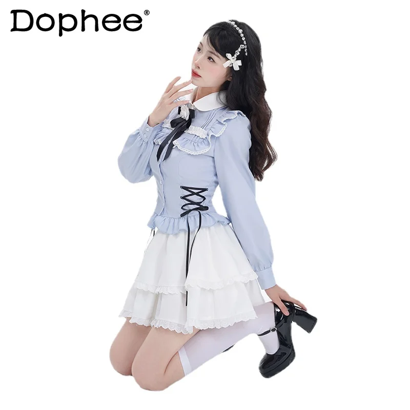 Japanese Lolita Style Lace Shirt Long Sleeve Single-breasted Waist Slimming French Minority Top Blouse Autumn Blusas De Mujer
Japanese Lolita Style Lace Shirt Long Sleeve Single-breasted Waist Slimming French Minority Top Blouse Autumn Blusas De Mujer