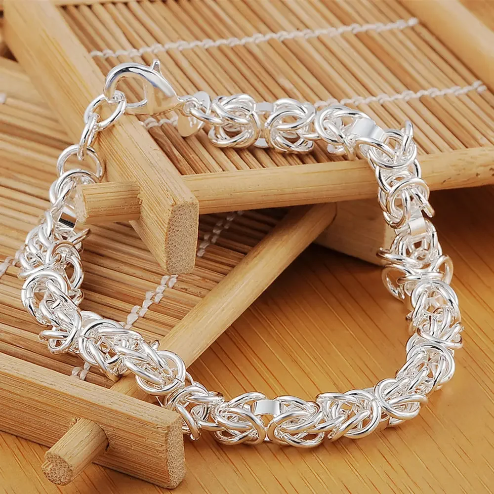 

New 925 Sterling Silver Bracelets Charm Circle Classic Chain for Women Men Wedding Party Good Gifts High Quality Fashion Jewelry