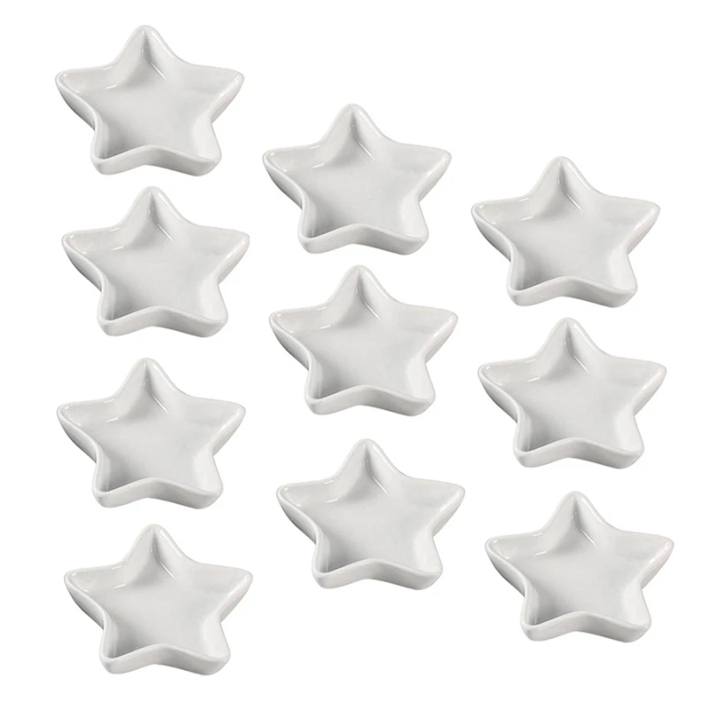 

10PCS Five-Pointed Star Shaped Condiment Dishes Dipping Sauce Dish Soy Sauce Pinch Bowl Ceramic BBQ-Chip & Serving Bowl Durable