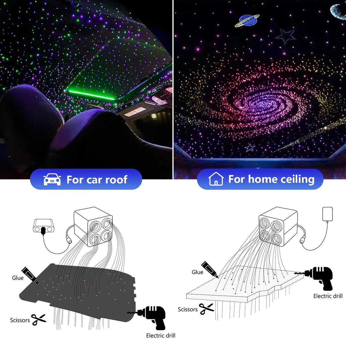 36w fiber optic flashing light, 4 colors, starry sky light, app remote control, car home fiber optic light RGBW, starry sky deco 36w fiber optic flashing light, 4 colors, starry sky light, app remote control, car home fiber optic light RGBW, starry sky deco