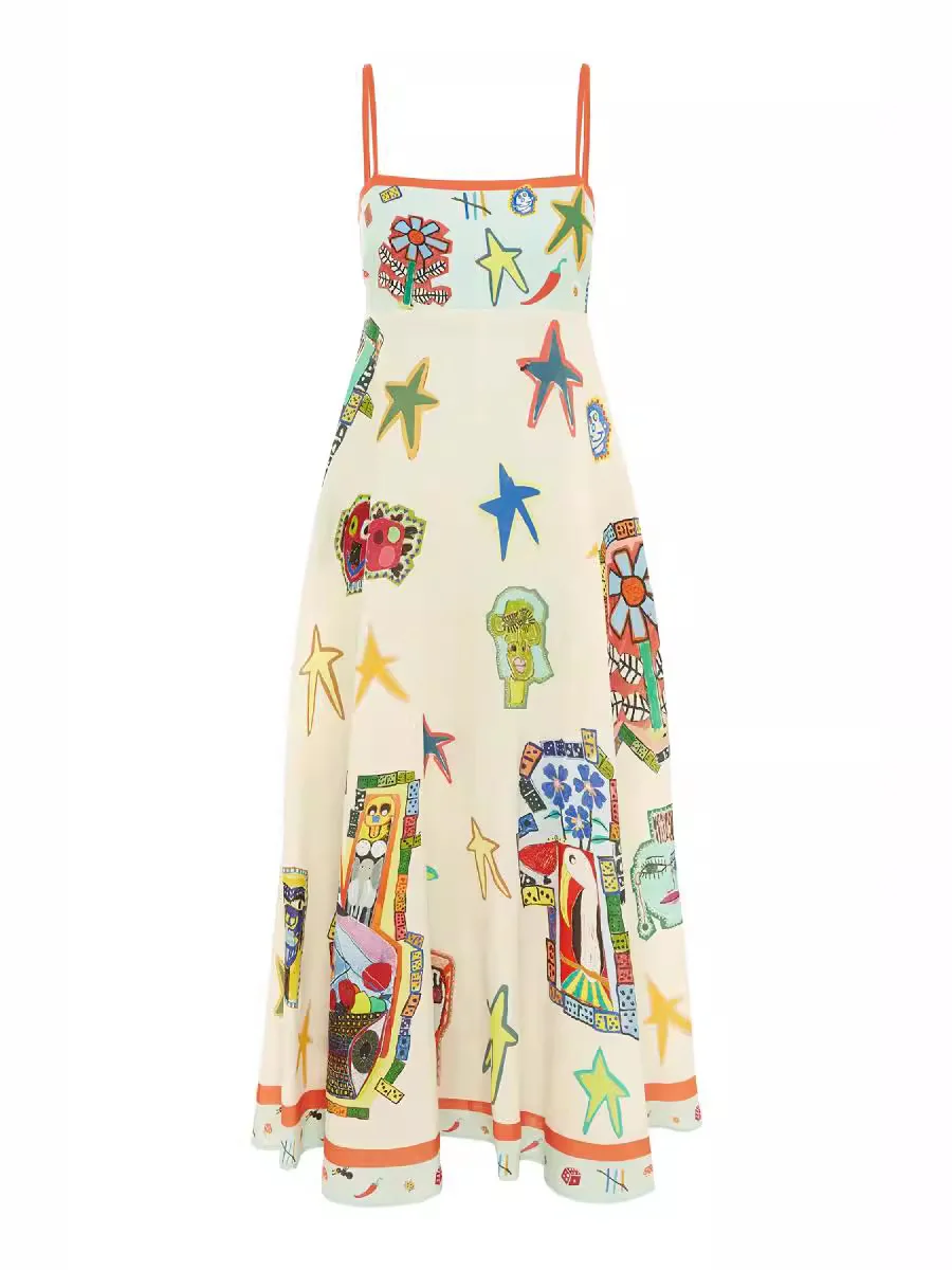 Trend Sleeveless Straps Slip A-line Dress Women Elegant Graphic Print Maxi Dresses Summer 2024 Fashion Vestidos Holiday Backless
Trend Sleeveless Straps Slip A-line Dress Women Elegant Graphic Print Maxi Dresses Summer 2024 Fashion Vestidos Holiday Backless