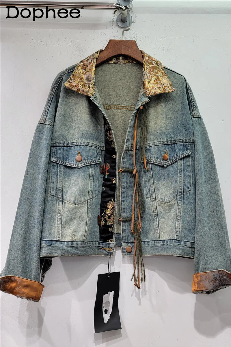 High-Grade New Light Chinese Style Embroidery Patchwork Top Denim Jacket Short Coat 2023 New Fall Women's Clothing Jean Jacket
High-Grade New Light Chinese Style Embroidery Patchwork Top Denim Jacket Short Coat 2023 New Fall Women's Clothing Jean Jacket