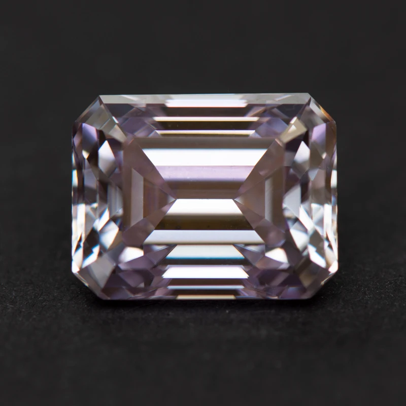 

Moissanite Emerald Cut Light Purple Color Lab Grown Gemstone Diy Charms Advanced Jewelry Making with GRA Certificate