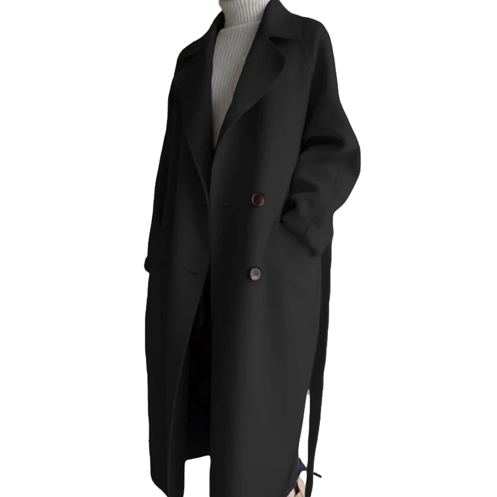 

Belted Overcoat Windbreaker Maxi Trench Coat Women's Knee length Fleece Coat Black/Apricot/Caramel Autumn Winter Parka