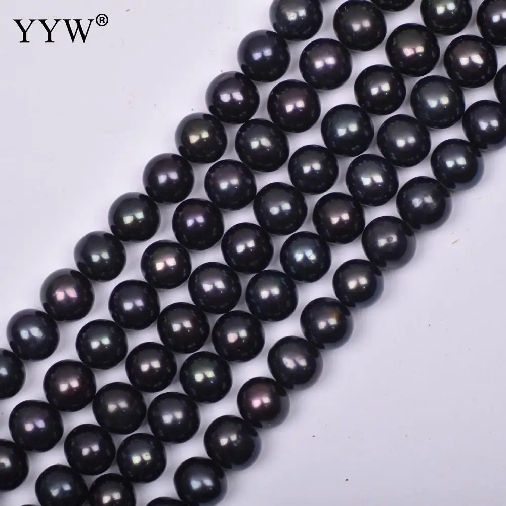 

Natural Freshwater Pearl Loose Beads Slightly Round DIY Black 9-10mm Jewelry Making DIY Necklace Bracelet Wholesale Pearls