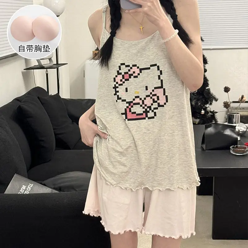 Пижама из модала Hello Kitty с хлопковой подкладкой, летние милые шорты на бретелях с мультяшным рисунком, облегающий стиль, подарок на день рождения
Пижама из модала Hello Kitty с хлопковой подкладкой, летние милые шорты на бретелях с мультяшным рисунком, облегающий стиль, подарок на день рождения
