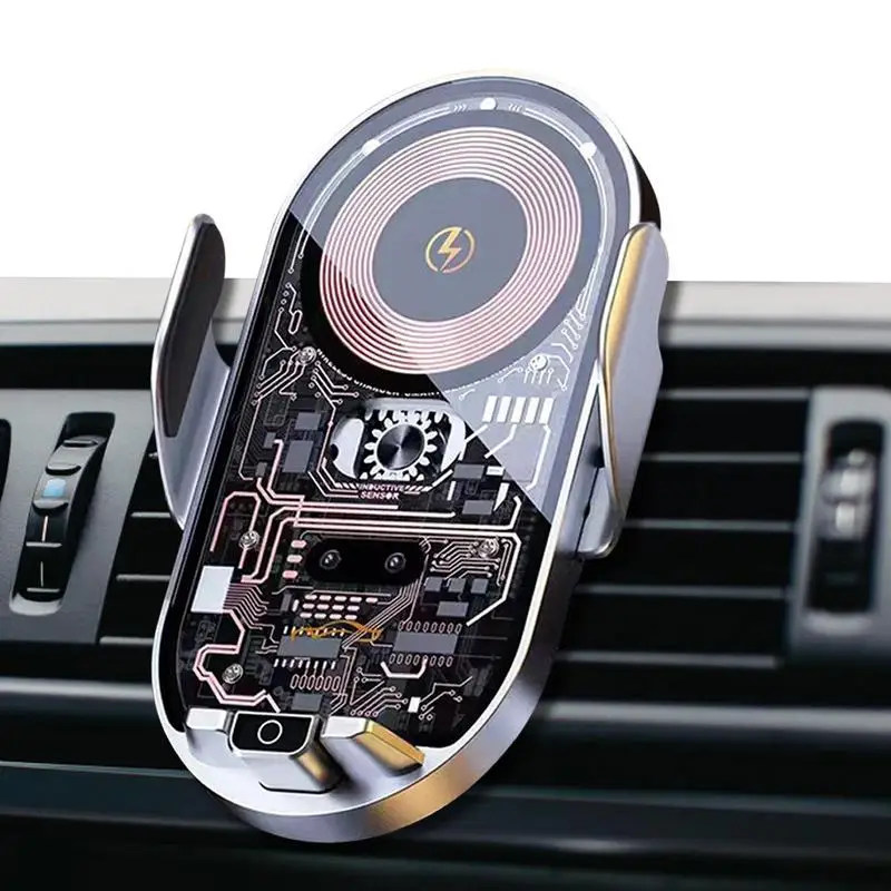

Автомобильное беспроводное зарядное устройство для телефона 15 Вт Быстрая зарядка автоматическое зажимное крепление для телефона вращение на 360 градусов для одной руки