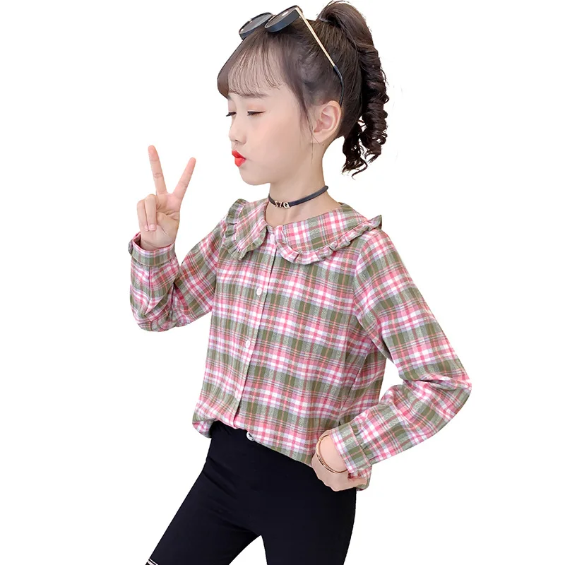 

Рубашка клетчатая с длинным рукавом для девочек 4-12 лет
