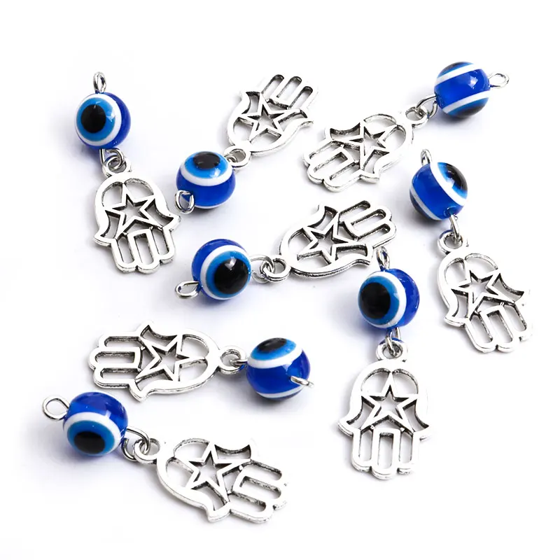10pcs Hamsa Hand&Blue Evil Eye Charms Turkish Evil Nazar Eye Pendants For DIY Amulet Necklace Lucky Ornaments Making Accessories 10pcs Hamsa Hand&Blue Evil Eye Charms Turkish Evil Nazar Eye Pendants For DIY Amulet Necklace Lucky Ornaments Making Accessories