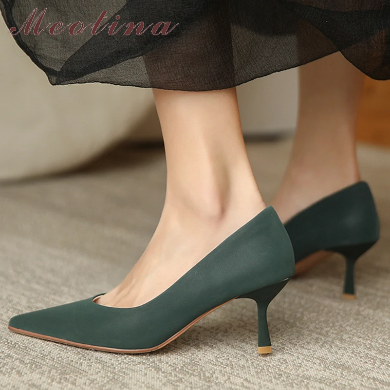 Meotina Women Genuine Leather Pointed Toe Thin High Heel Fashion Party Pumps Ladies Spring Autumn Shoes Green Black
Meotina Women Genuine Leather Pointed Toe Thin High Heel Fashion Party Pumps Ladies Spring Autumn Shoes Green Black