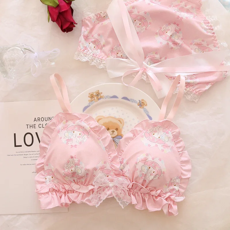 Lolita Women's Cute Milk Ruffle Anime Print Bra & Panties Lingerie Set Japanese Girl Bras Briefs Underwear Lovely Pink Bra Set
Lolita Women's Cute Milk Ruffle Anime Print Bra & Panties Lingerie Set Japanese Girl Bras Briefs Underwear Lovely Pink Bra Set
