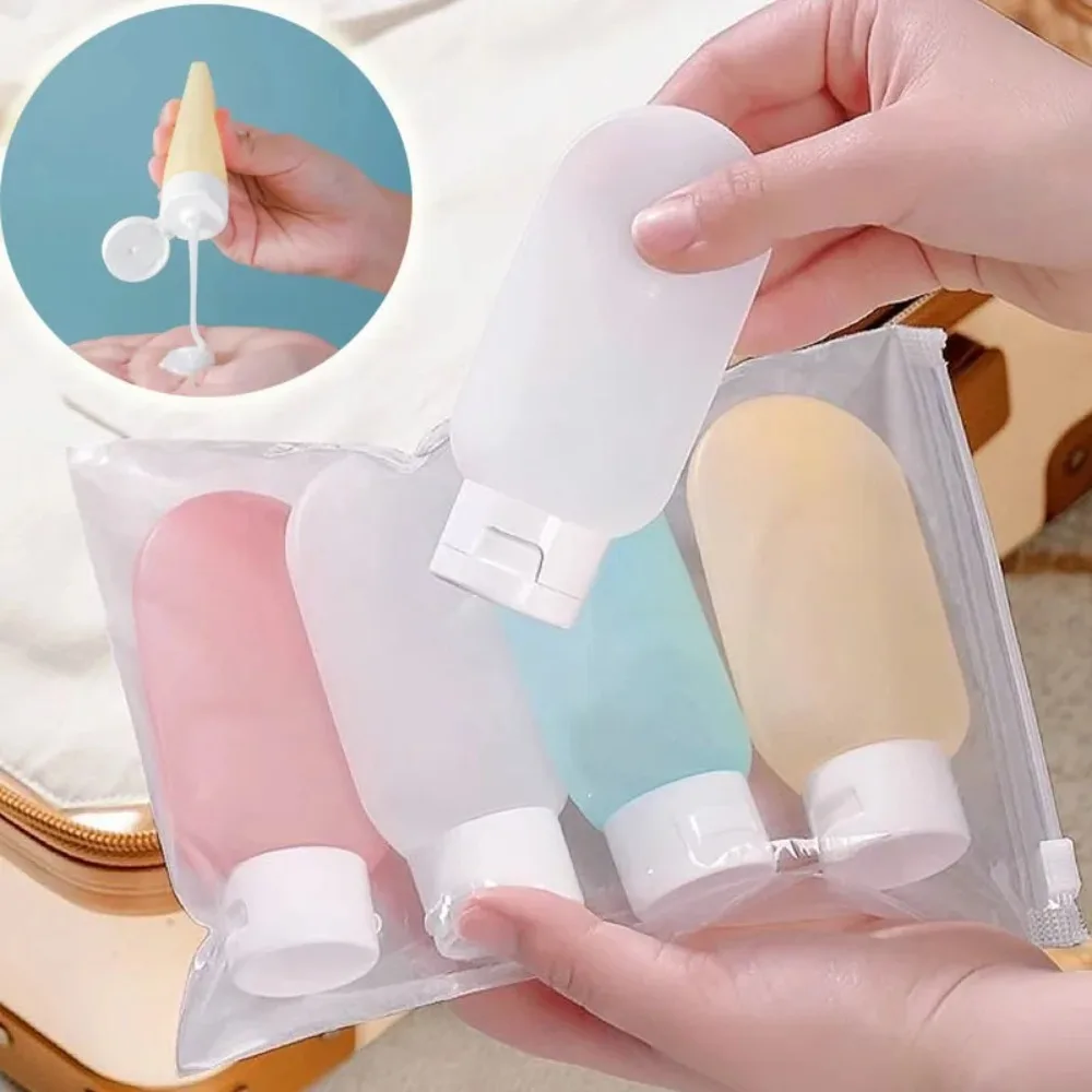 

4Pcs/Set Refillable Bottle 60ml Soft Silicone Lotion Container Squeeze Tube Empty Bottle Portable Travel Shampoo Bottle