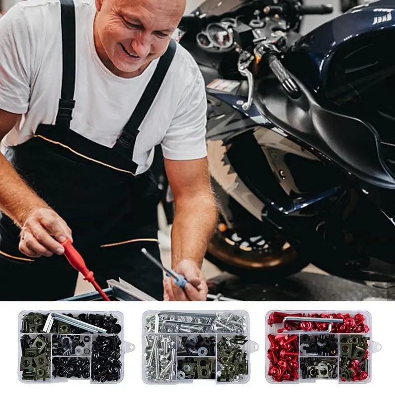 Motorbike Fastener Bolts Kit 195PCS Fairing Bolts Kit Fastener Clips Fixing Aluminum Screaws Motorbike Supplies Accessory
Motorbike Fastener Bolts Kit 195PCS Fairing Bolts Kit Fastener Clips Fixing Aluminum Screaws Motorbike Supplies Accessory