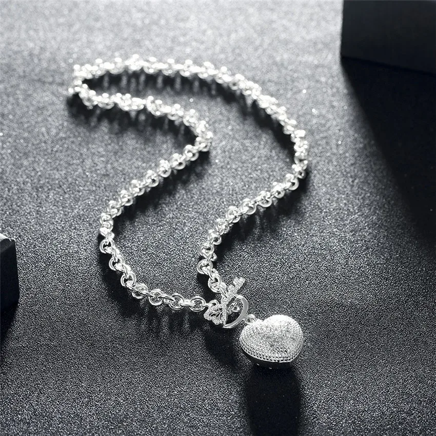 Pretty fine Crystal romantic Heart Key 925 Sterling Silver necklace for women Christmas gifts fashion party wedding Jewelry
Pretty fine Crystal romantic Heart Key 925 Sterling Silver necklace for women Christmas gifts fashion party wedding Jewelry