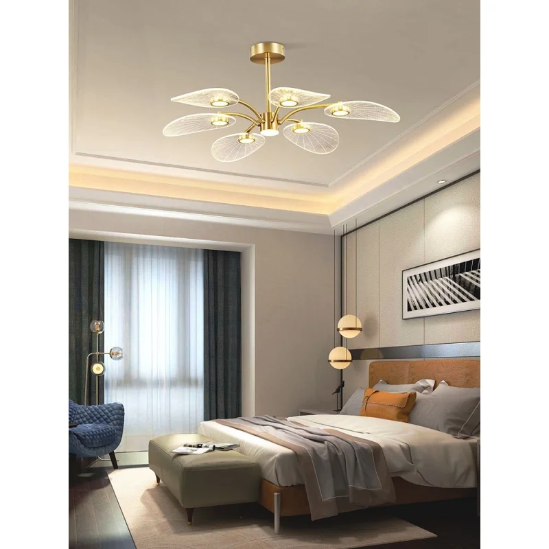 

Modern Minimalist Lotus Leaf Design Home Decoration Golden Light Luxurious Design Chandeliers for Dining Room Lighting Fixtures