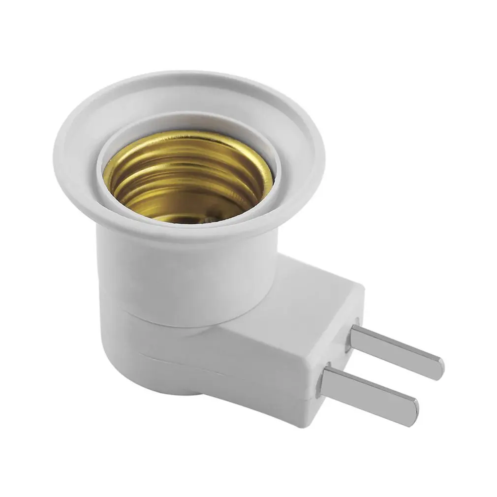 

1PC Hot Sell Practical White Plastic E27 LED Light Socket To US Plug Holder Adapter Converter ON/OFF Button Switch For Bulb Lamp