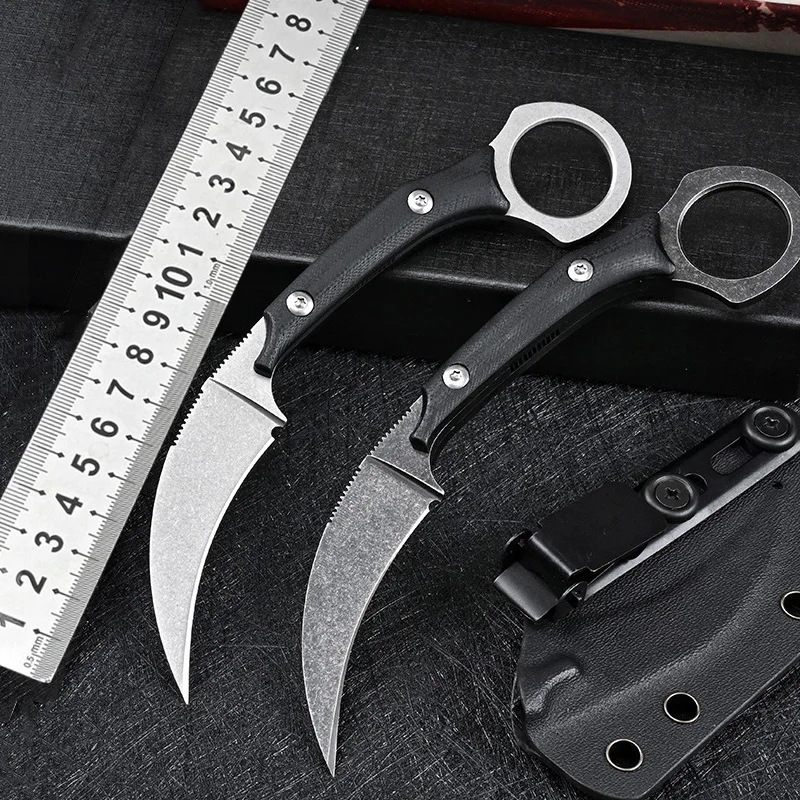 

Нож с фиксированным лезвием D2, стальное лезвие, Ручка G10, маленькие уличные ножи для выживания, походный инструмент для повседневного использования с футляром K